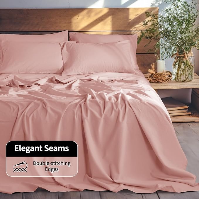 LBRO2M 100% Pure Linen Sheet Set Deep Pocket Up to 16" Bed Sheets Sets - Image 7