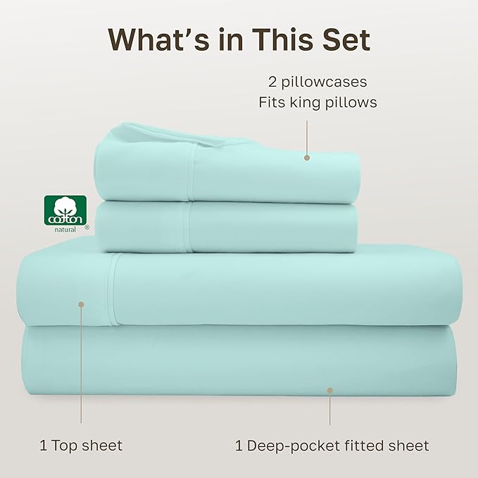 California Design Den Soft 100% Cotton Bed Sheets King Size Set, 400 Thread - Image 4