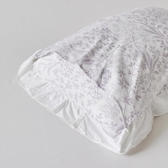 SUSYBAO Lilac Flower Duvet Cover King 100% Cotton 3 Pcs Set 1 Lilac Purple - Image 6