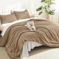 Litanika Comforters Taupe Super King Size, 3 Pieces Lightweight Solid Bedding by Litanika