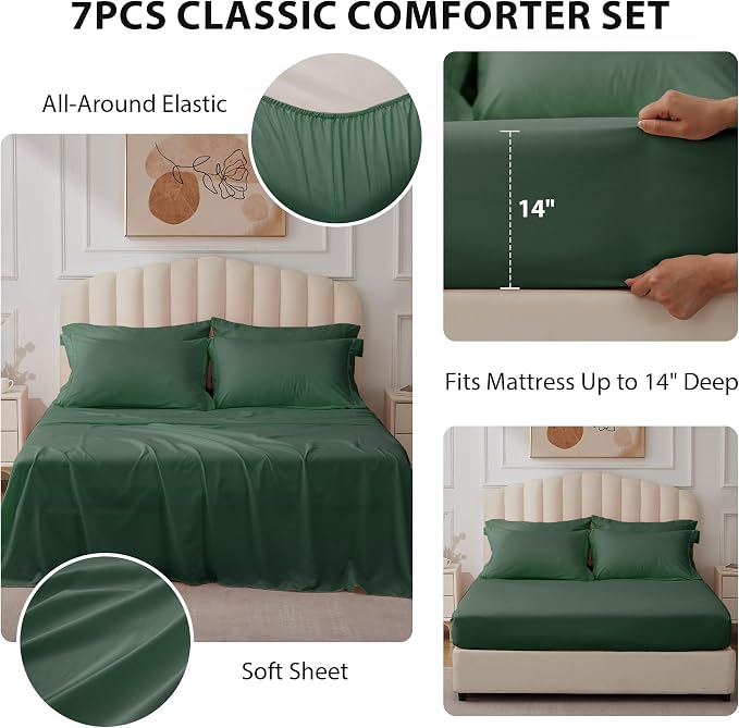 Queen Comforter Set Emerald Green - Image 3