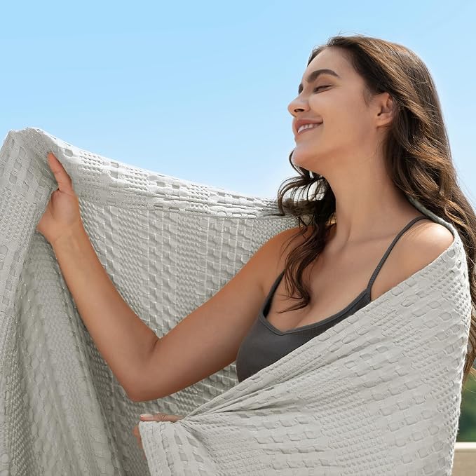 PHF Cooling Waffle Blanket Queen Size, Lightweight 60% Rayon from Bamboo & 40% - Image 5