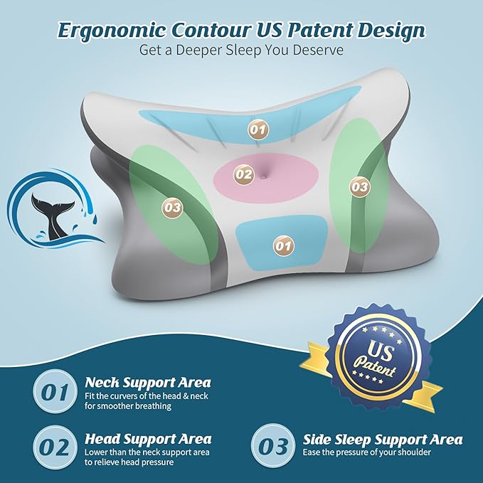 Cervical Neck Pillow for Pain Relief, Bed Pillows for Head Neck Shoulder Support - Image 4