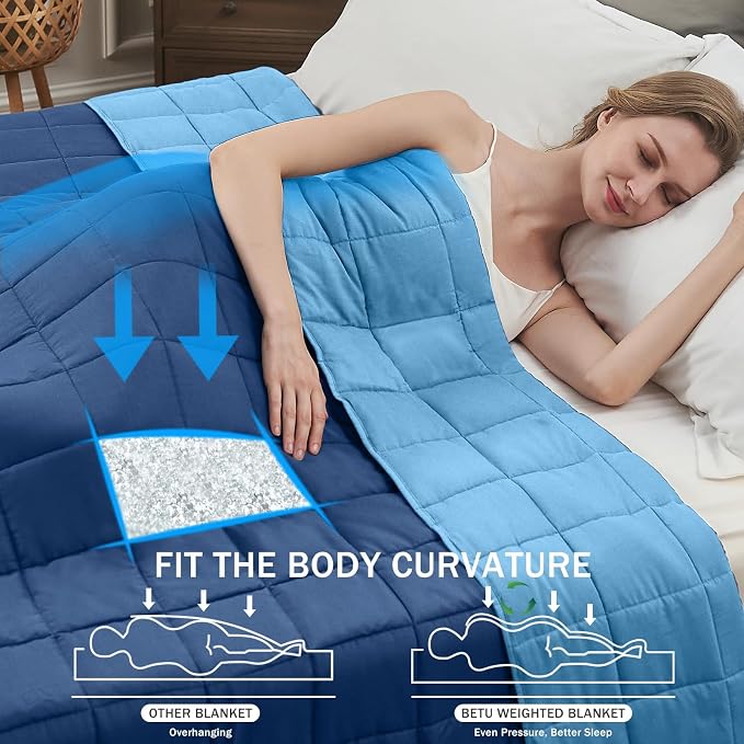 Blue Weighted Blanket for Adults 20lbs, King Size Cooling Heavy Throw Blanket - Image 2