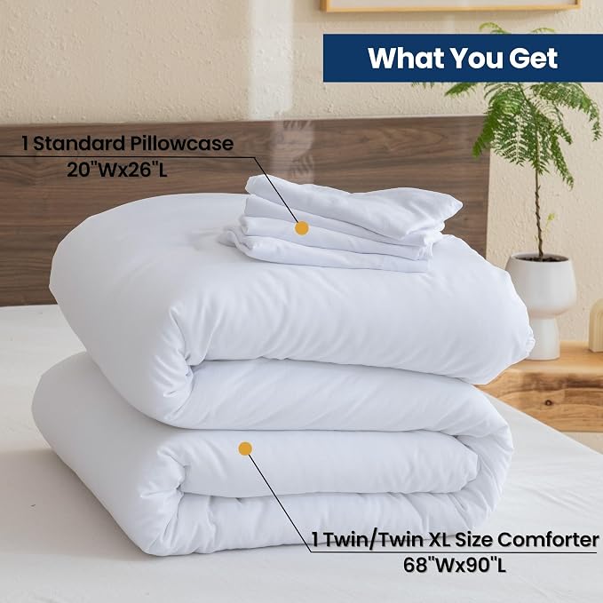 Paxrac White Comforter Twin/Twin XL Size, 2 Pieces Extra Long Comforter Set - Image 7