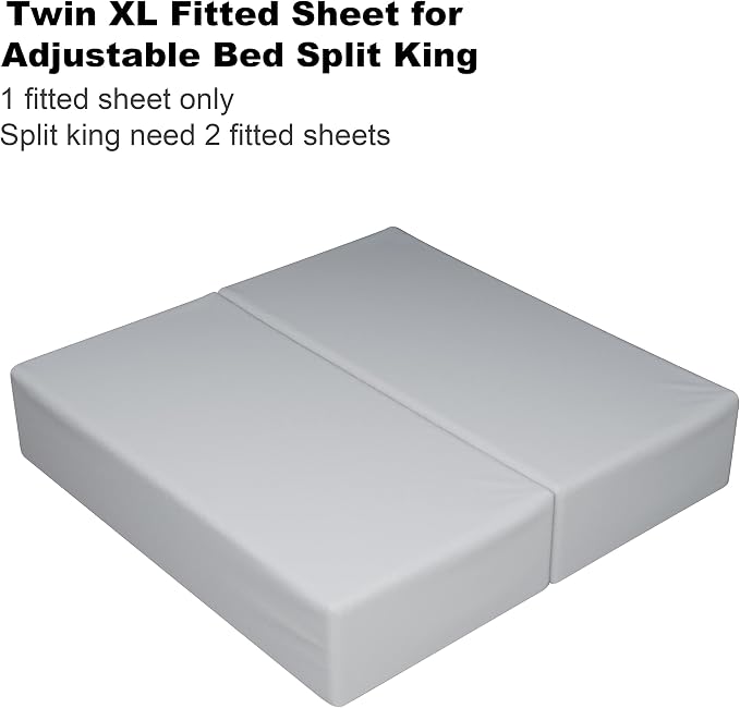 Twin XL Size Fitted Sheet Only Gray, 100% Egyptian Cotton 600 Thread Count - Image 3