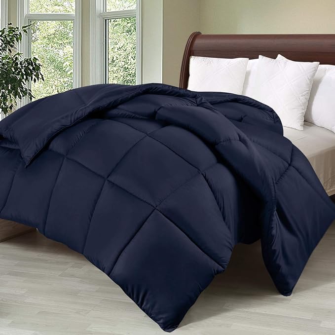 Utopia Bedding Queen Comforter Duvet Insert, Quilted Navy Comforter - Image 2