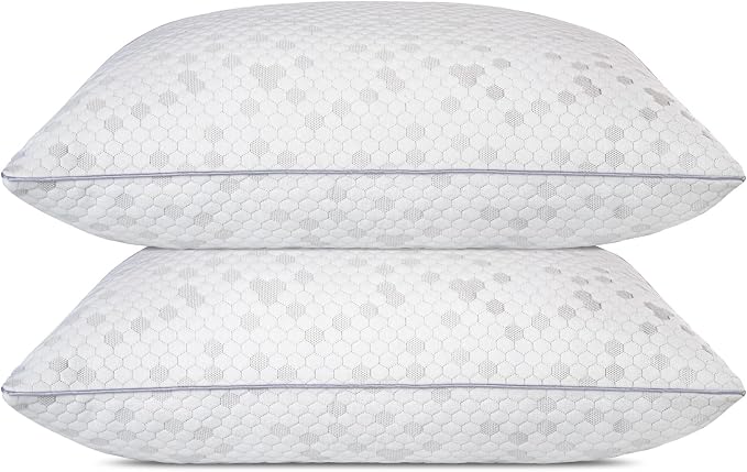 HIMOON Shredded Memory Foam Pillows, Medium Firm King Size Pillows 2 Pack by HIMOON