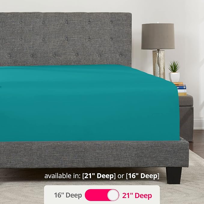 Deep Fitted Sheets King – King Size Fitted Sheet Only Deep Pocket – 21” King - Image 3