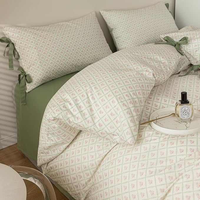 mixinni Red Floral Duvet Cover Set Twin Size by mixinni