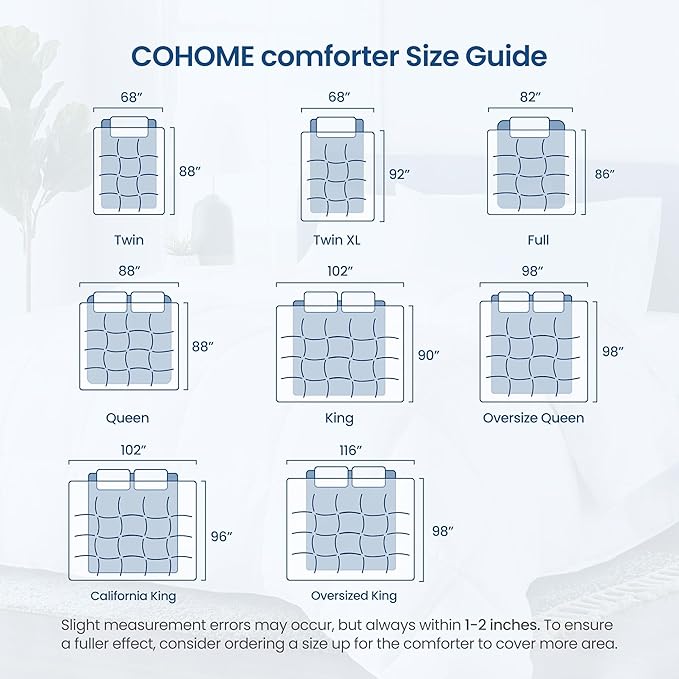 COHOME Oversized King Size Comforter, All-Season Quilted Down Alternative Duvet - Image 8