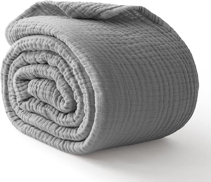100% Cotton Muslin Blanket 50" x 60", Breathable and Lightweight Cotton Throw by Kozyhvn