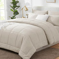 CozyLux King Size Comforter Set Beige, 7 Pieces Bed in a Bag, All Season by CozyLux
