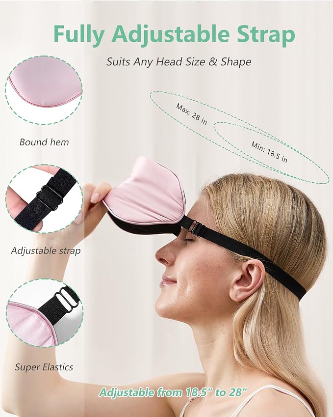 BeeVines 100% Real Mulberry Silk 2 Pack Sleep Mask, Natural Pure Silk Eye Masks - Image 5