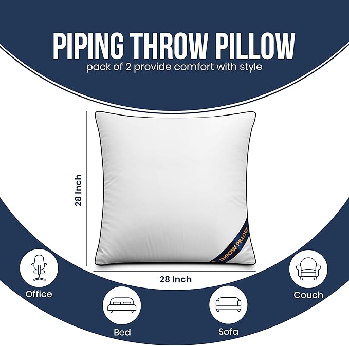 Utopia Bedding Throw Pillow Inserts, 28 x 28 Inches Decorative Indoor Pillows - Image 2