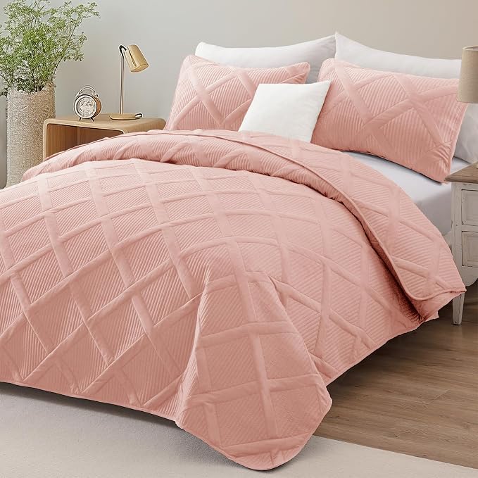 Exclusivo Mezcla King Quilt Set- Blush Pink Quilts Bedding Set - Image 2