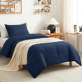 CozyLux Twin Comforter Set Navy Blue, 2 Pieces Twin Extra Long Solid Breathable by CozyLux