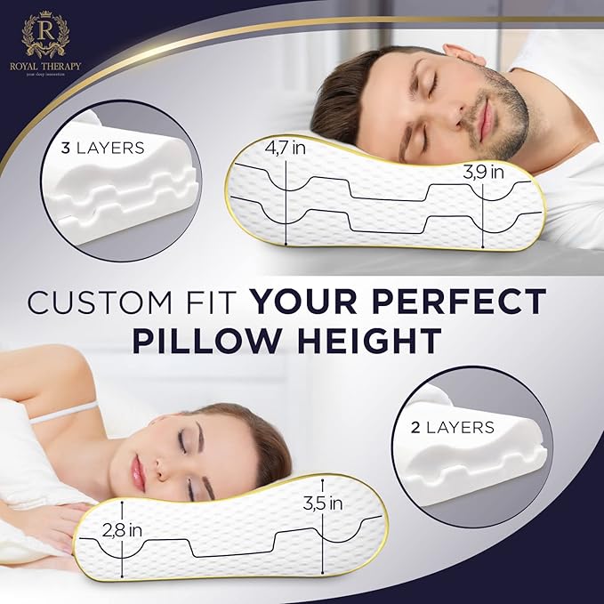 Royal Therapy 2-Pack Queen Memory Foam Pillow, Queen Contour, Orthopedic Pillow - Image 5