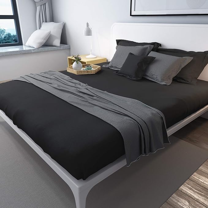 Lirex Black Twin Flat Sheet Only, Ultra Soft & Breathable Brushed 1800 - Image 5