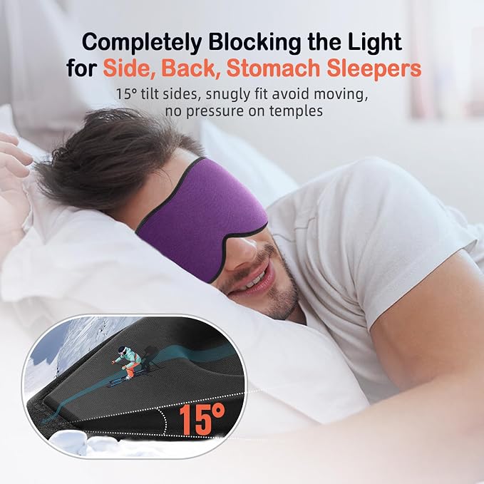 LitBear Sleep Mask for Side Sleeper Women Men, Eye Mask for Sleeping Light - Image 2
