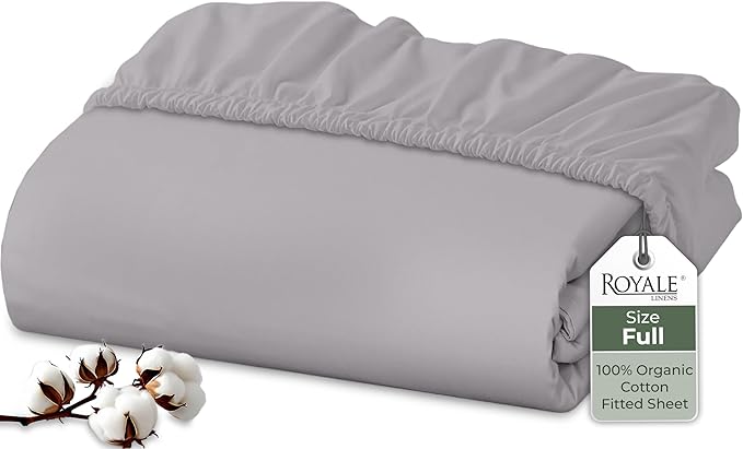 Royale Linens 100% Organic Cotton Fitted Sheet by ROYALELINENS