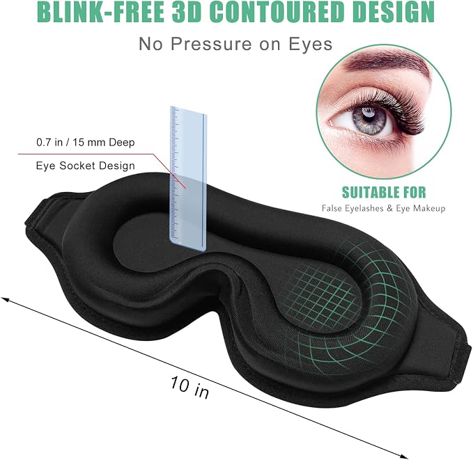BeeVines Sleep Mask, 2 Pack 3D Contoured Sleeping Eye Masks - Image 2