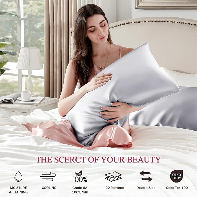 100% Silk Pillow Cases Standard Size Mulberry Silk Pillowcase - Image 6