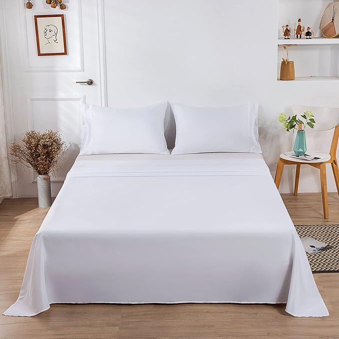 Lirex White Queen Flat Sheet Only, Ultra Soft & Breathable Brushed 1800 - Image 2