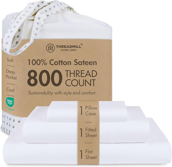 Threadmill Luxury 800 Thread Count Twin 100% Cotton Sheets by ThreadmillHomeLinen