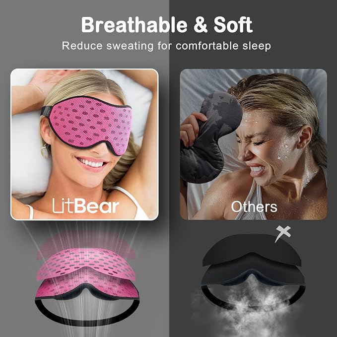 LitBear Breathable Sleep Mask, 3D Eye Mask Sleep - Image 2