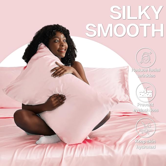 MR&HM Satin Pillowcase for Hair and Skin, Silk Satin Pillowcase 2 Pack - Image 4