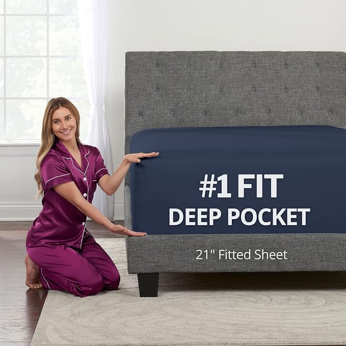 DeaLuxe Deep Pocket Queen Fitted Sheet – 17” by DeaLuxeBedding