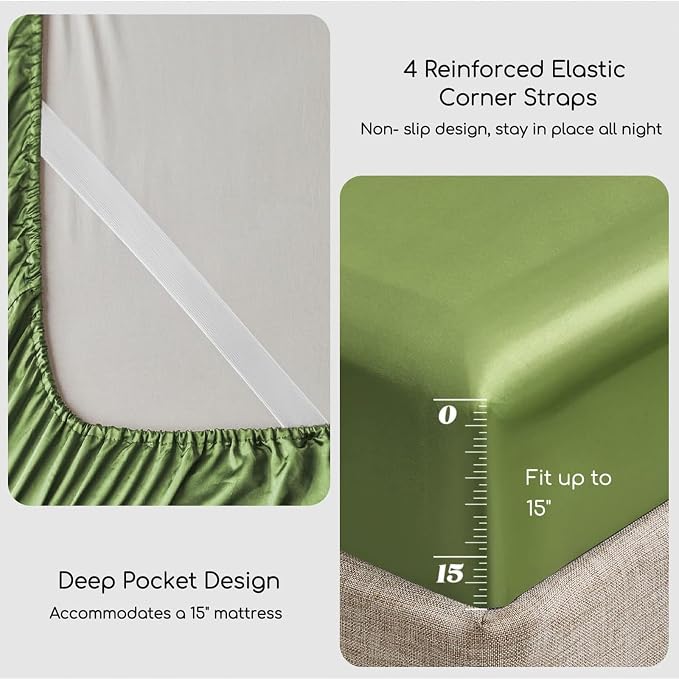 MR&HM Satin Bed Sheets, Twin XL Size Sheets Set - Image 4
