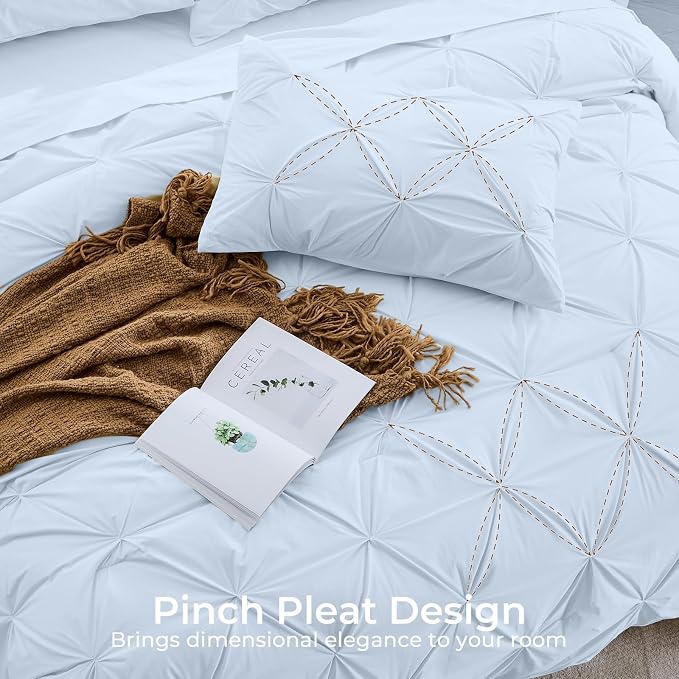 Sasttie California King Comforter Set, 7-Piece Bed in a Bag, Pintuck Bedding - Image 4