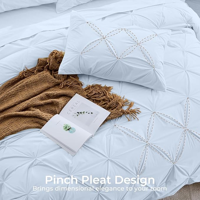 Sasttie Queen Comforter Set, 7-Piece Bed in a Bag, Pintuck Bedding Sets - Image 4