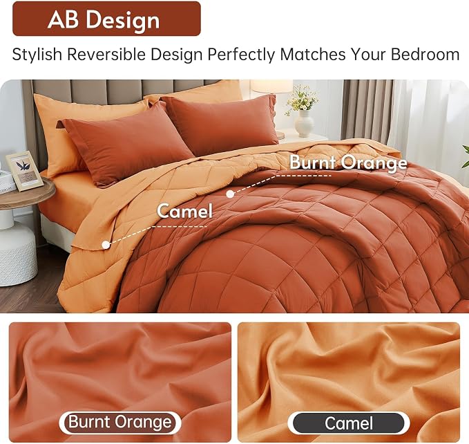 MUXHOMO 7 Pieces Full Comforter Set, Reversible Bed in a Bag Full Size - Image 3