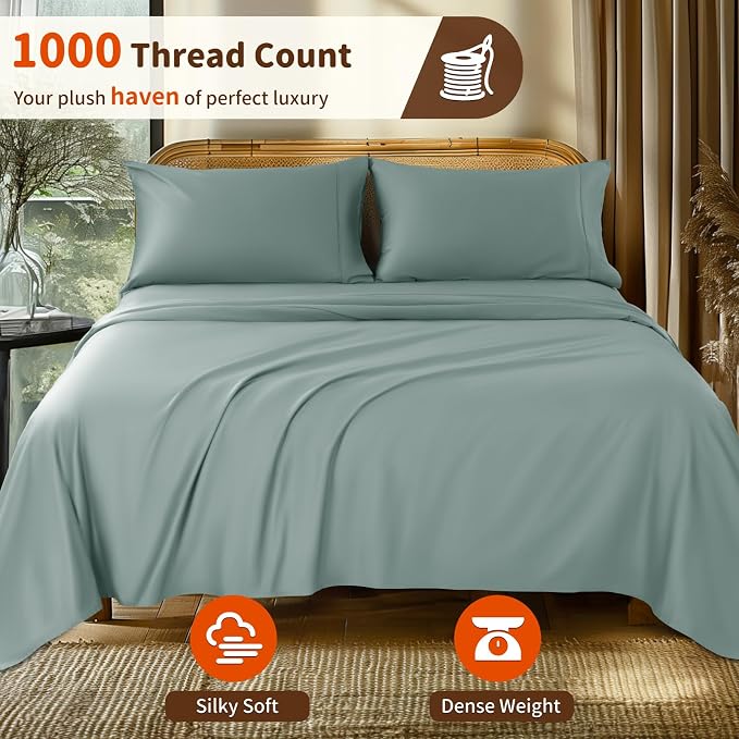 LBRO2M 1000 Thread Count 100% Egyptian Cotton Sheets Set Twin XL, 3 Piece Sets - Image 2