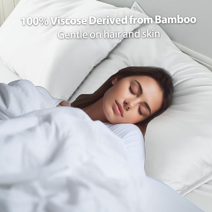 2 Pack Cooling Pillow Cases, Viscose Derived from Bamboo Pillow Protectors King - Image 6