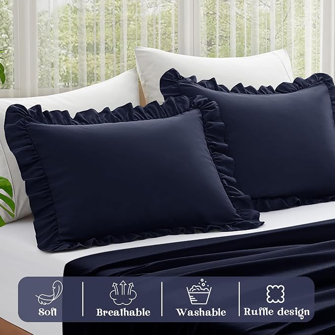KKJIAF Ruffle Pillow Cases King Size Set of 2, Ruffled Pillow Covers - Image 4