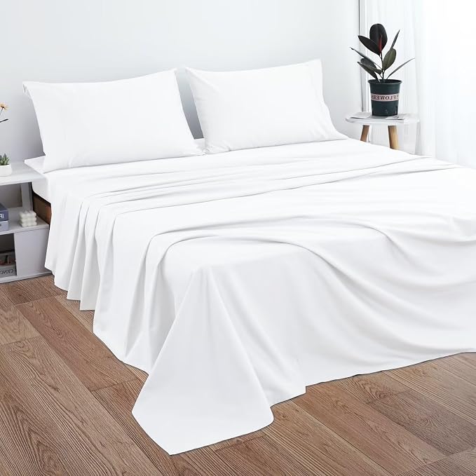 2-Pack Cotton Twin Flat Sheet Only, 600 Thread Count 100% Egyptian Cotton Top - Image 5