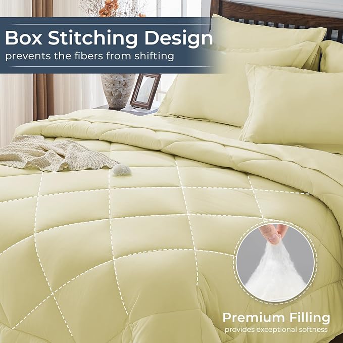 HEVUMYI Cream Yellow Twin-XL Comforter Set - Image 4