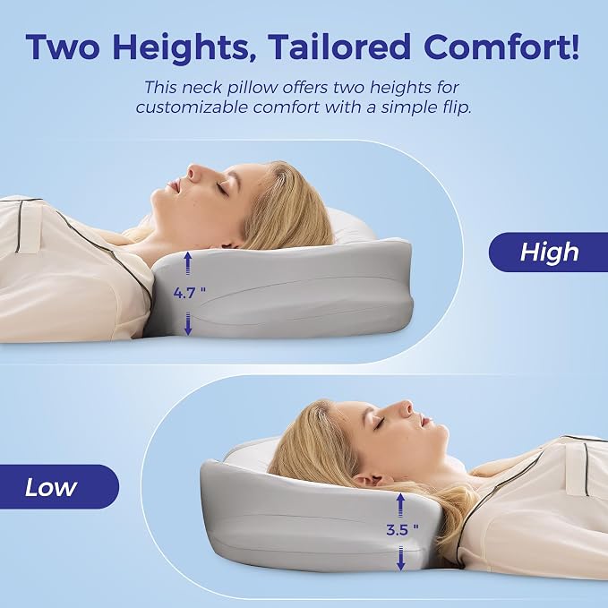 Cervical Neck Pillow for Sleeping, Ergonomic Side Sleeper Pillow, Memory Foam - Image 4