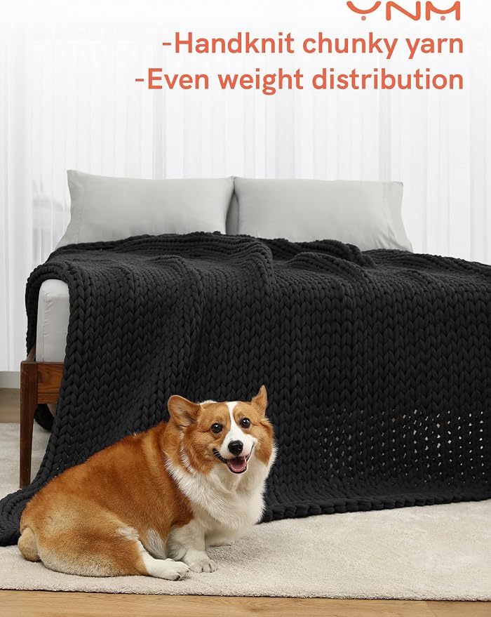 YnM 100% Cotton Weighted Blanket, Handmade Chunky Knitted Throw, No fillers - Image 2