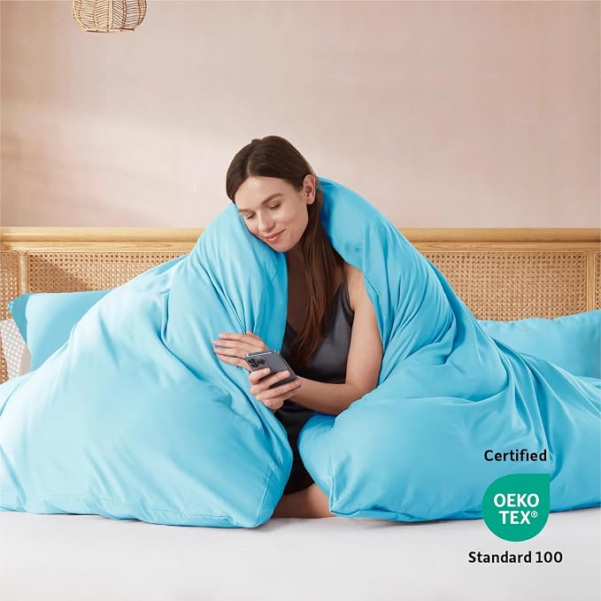 Nestl Bright Blue Duvet Cover Queen Size - Image 3