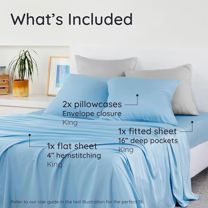 Bambaw 4pcs King Size Sheets Set – 100% Viscose Derived from Bamboo Sheets - Image 2