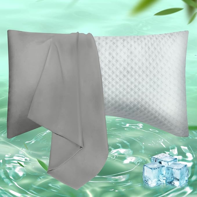 Curved Pillow Case Queen Size, Side Sleeper Pillow Cases Cover Cooling Rayon by JamRest