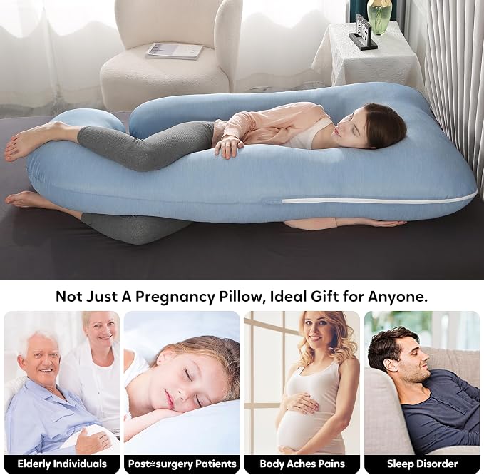U-Shaped Pregnancy Pillow for Sleeping, Full Body Support for Back, HIPS & Belly - Image 8