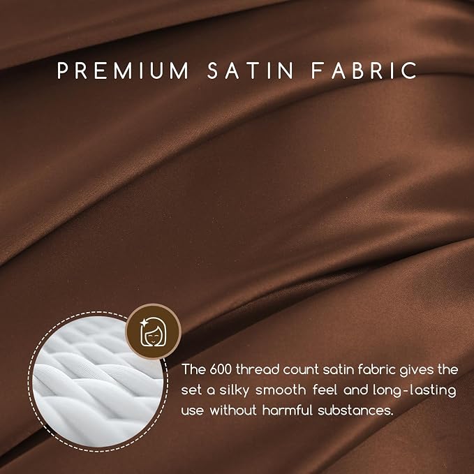 MR&HM Satin Bed Sheets, King Size Sheets Set - Image 2
