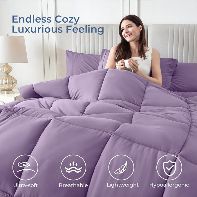 Sasttie Full Size Comforter Sets, 7 Pieces Bed in a Bag Full, Complete Bedding - Image 2