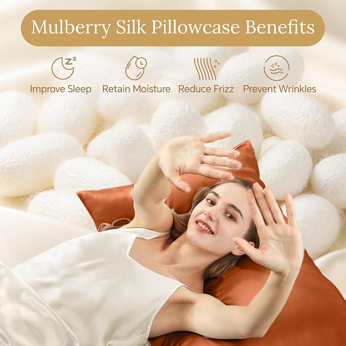 INFIIXSO Silk Pillow Cases 2 Pack Standard Size, Ultra Smooth & Soft Mulberry - Image 2